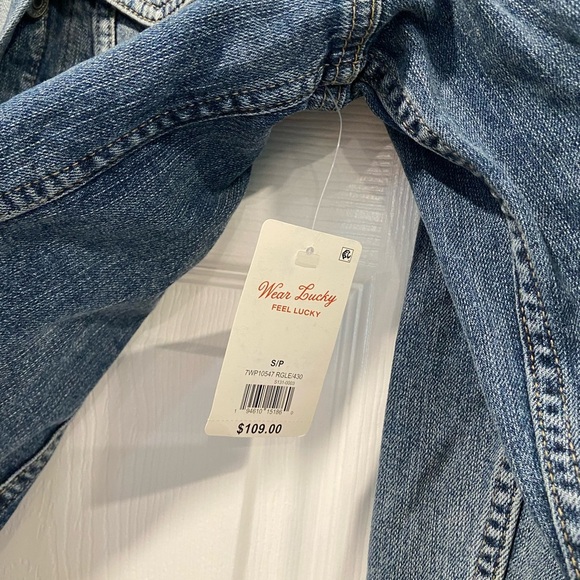 NWT Lucky Brand Size S Medium Wash Classic Denim Jean Jacket Bomber Button - Picture 12 of 13